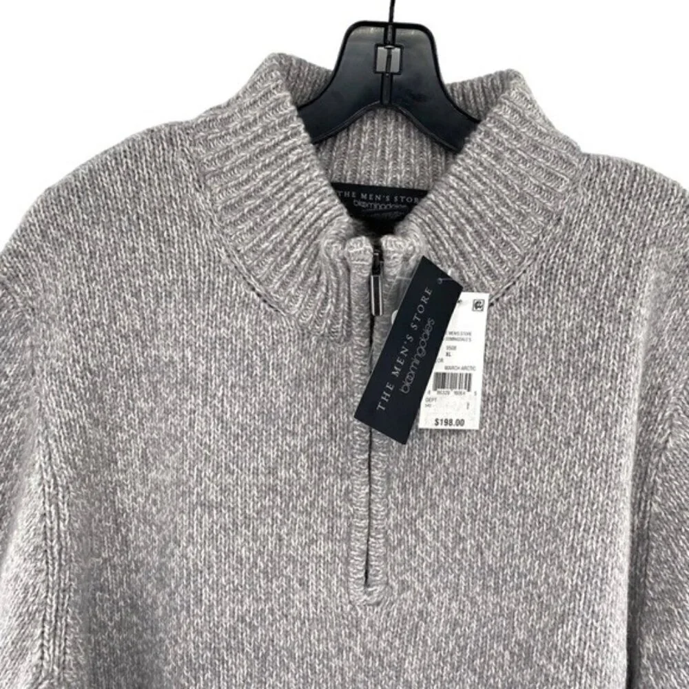 Bloomingdale’s Mens Merino Wool Quarter Zip Knit Sweater Size XL